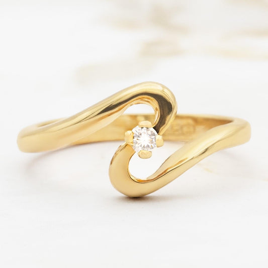 Vintage 1980s Cubic Zirconia Solitaire Ring - 18k Yellow Gold Electroplated - Made in USA jewelry image 1