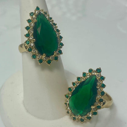 Victorian Style Emerald Green Austrian Crystal Cocktail Ring – 18k Gold Electroplated #R212 jewelry image 1