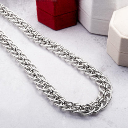 Vintage Oscar De La Renta White Gold Plated Link Chain Necklace 17 Inch jewelry image 1