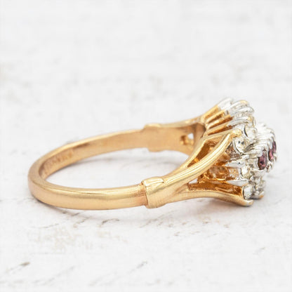 Vintage Austrian Crystal Cocktail Ring - Amethyst & Clear Crystals - 18k Gold Electroplated jewelry image 1