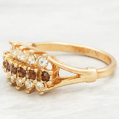 Vintage Austrian Crystal Cocktail Ring - Smoke Topaz - 18k Gold Electroplated jewelry image 1