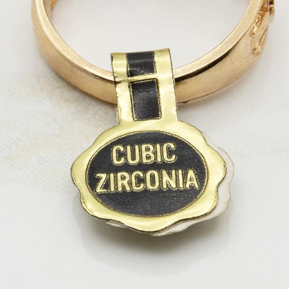 Vintage 18k Gold Electroplated Heart Cutout Band Ring with Oval Cubic Zirconia – Made in Providence, RI jewelry image 1