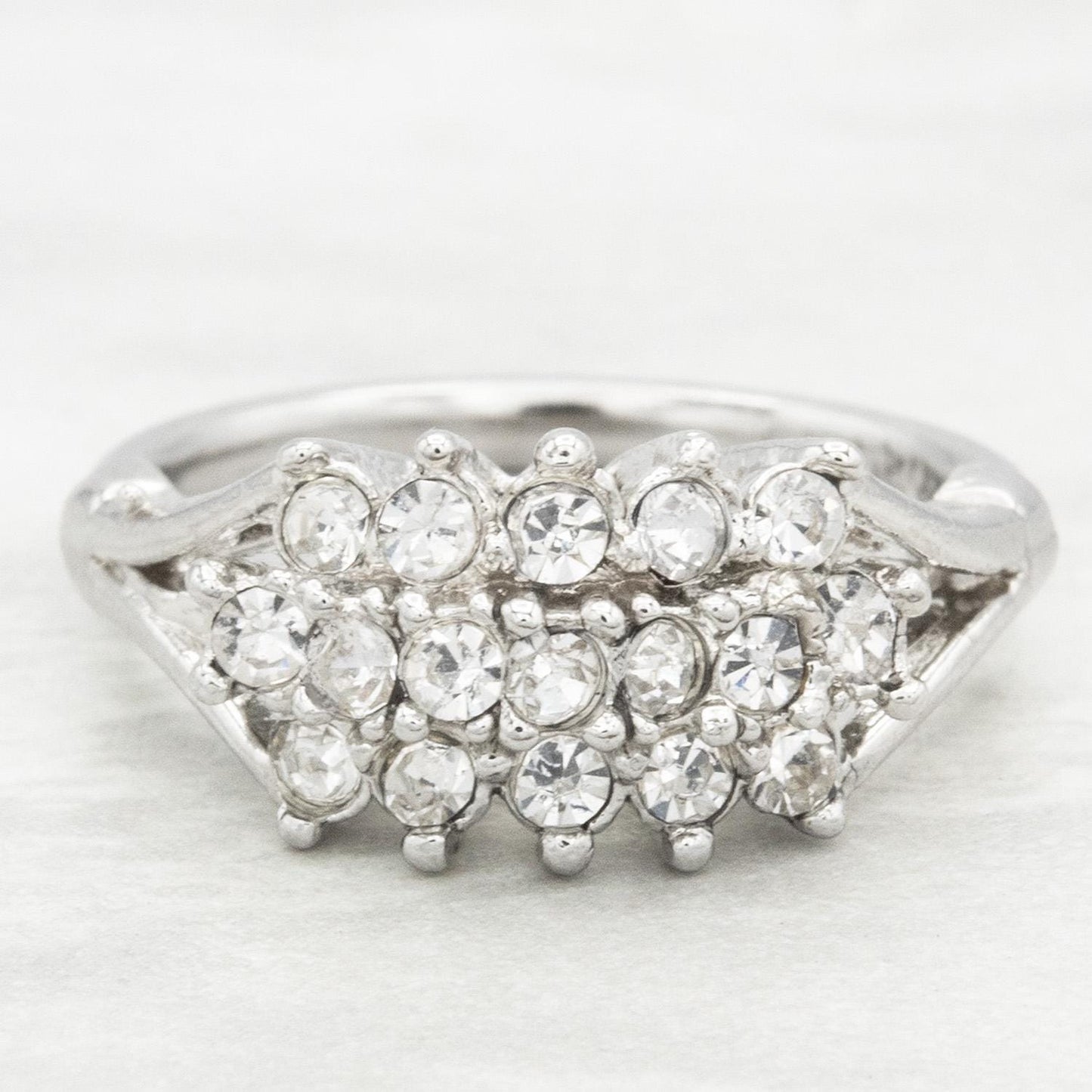 Vintage Austrian Crystal Cocktail Ring – 18k Gold & White Gold Electroplated, Made in Providence RI jewelry image 1
