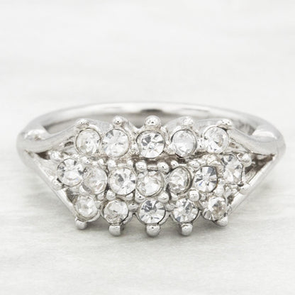 Vintage Austrian Crystal Cocktail Ring – 18k Gold & White Gold Electroplated, Made in Providence RI jewelry image 1
