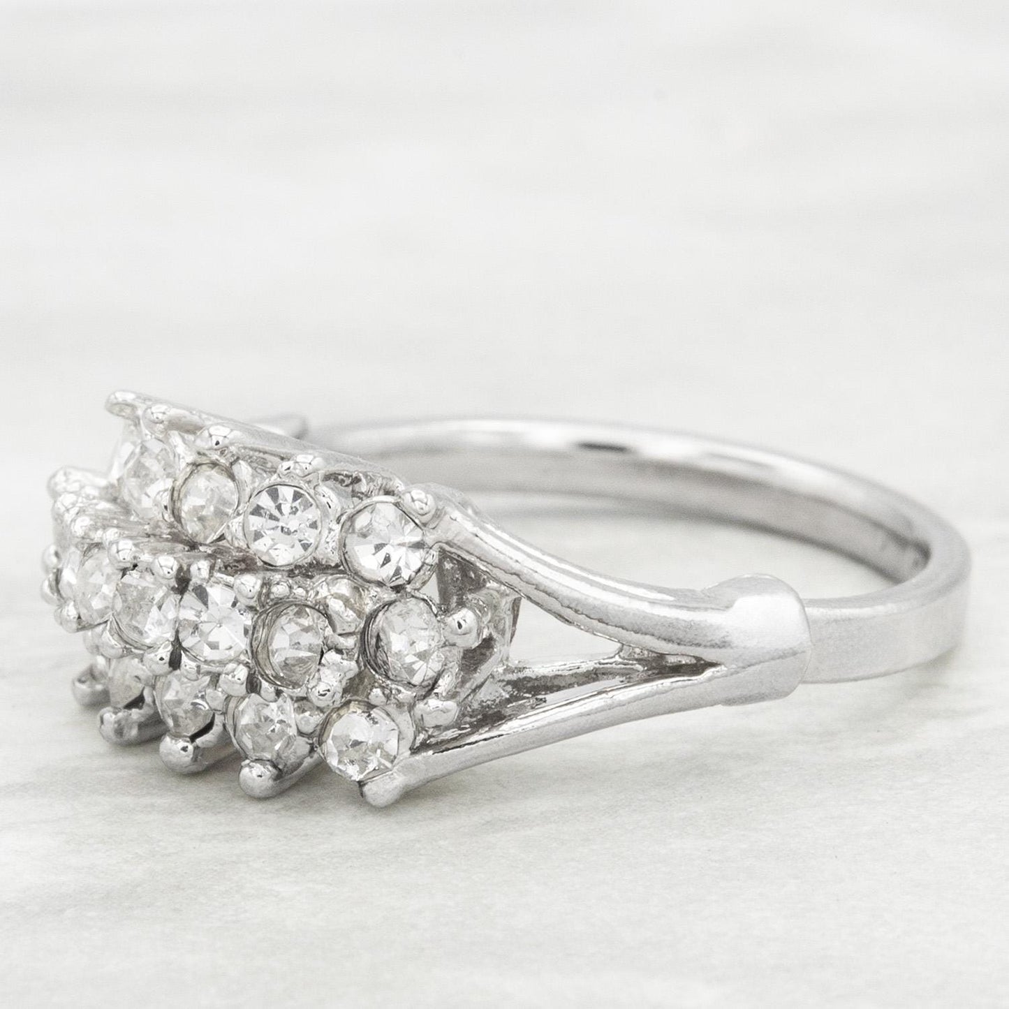 Vintage Austrian Crystal Cocktail Ring – 18k Gold & White Gold Electroplated, Made in Providence RI jewelry image 1