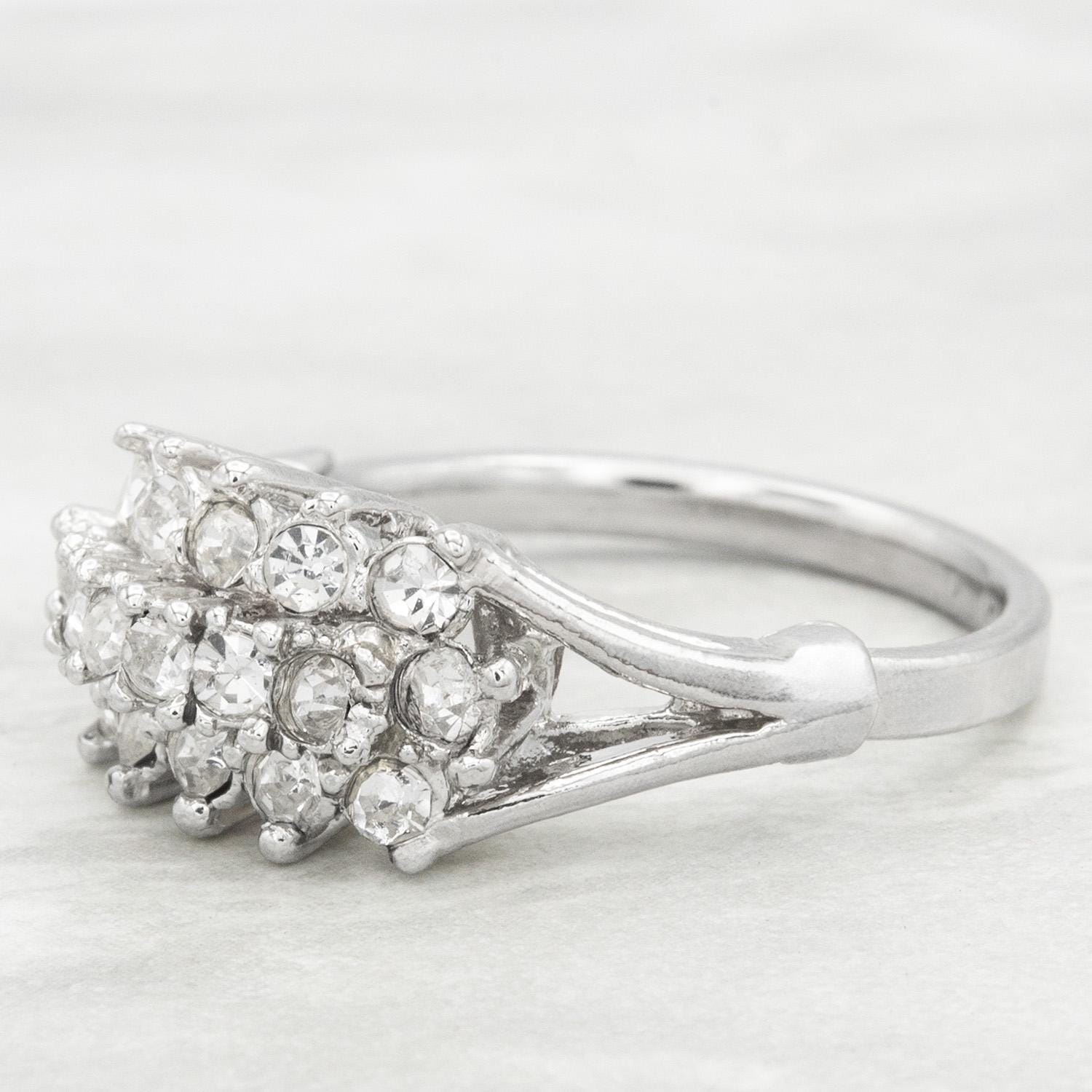 Vintage Austrian Crystal Cocktail Ring – 18k Gold & White Gold Electroplated, Made in Providence RI jewelry image 1