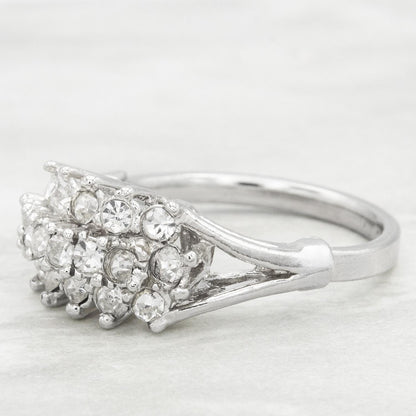 Vintage Austrian Crystal Cocktail Ring – 18k Gold & White Gold Electroplated, Made in Providence RI jewelry image 1