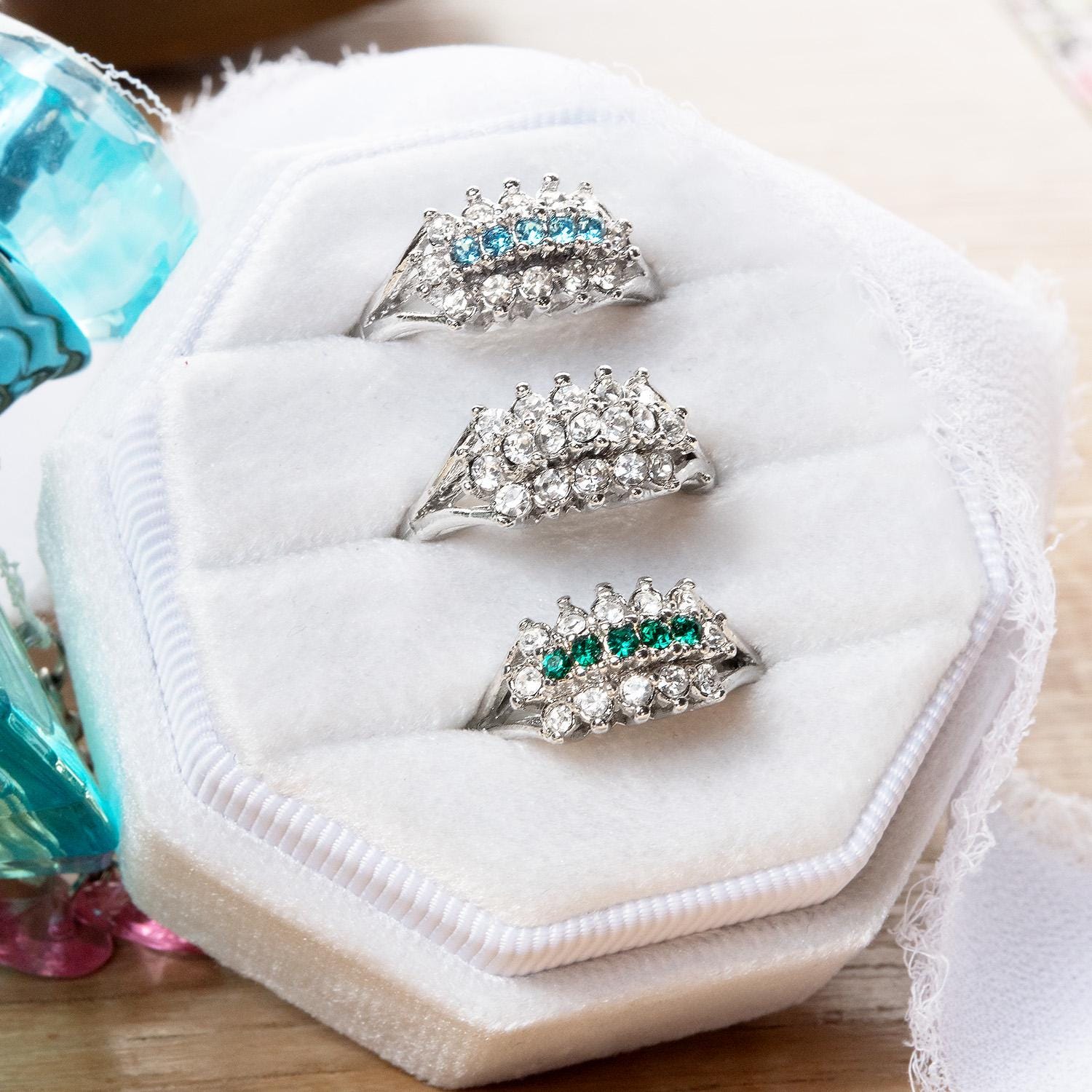 Vintage Austrian Crystal Cocktail Ring – 18k Gold & White Gold Electroplated, Made in Providence RI jewelry image 1