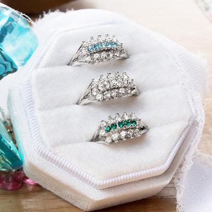 Vintage Austrian Crystal Cocktail Ring – 18k Gold & White Gold Electroplated, Made in Providence RI jewelry image 1