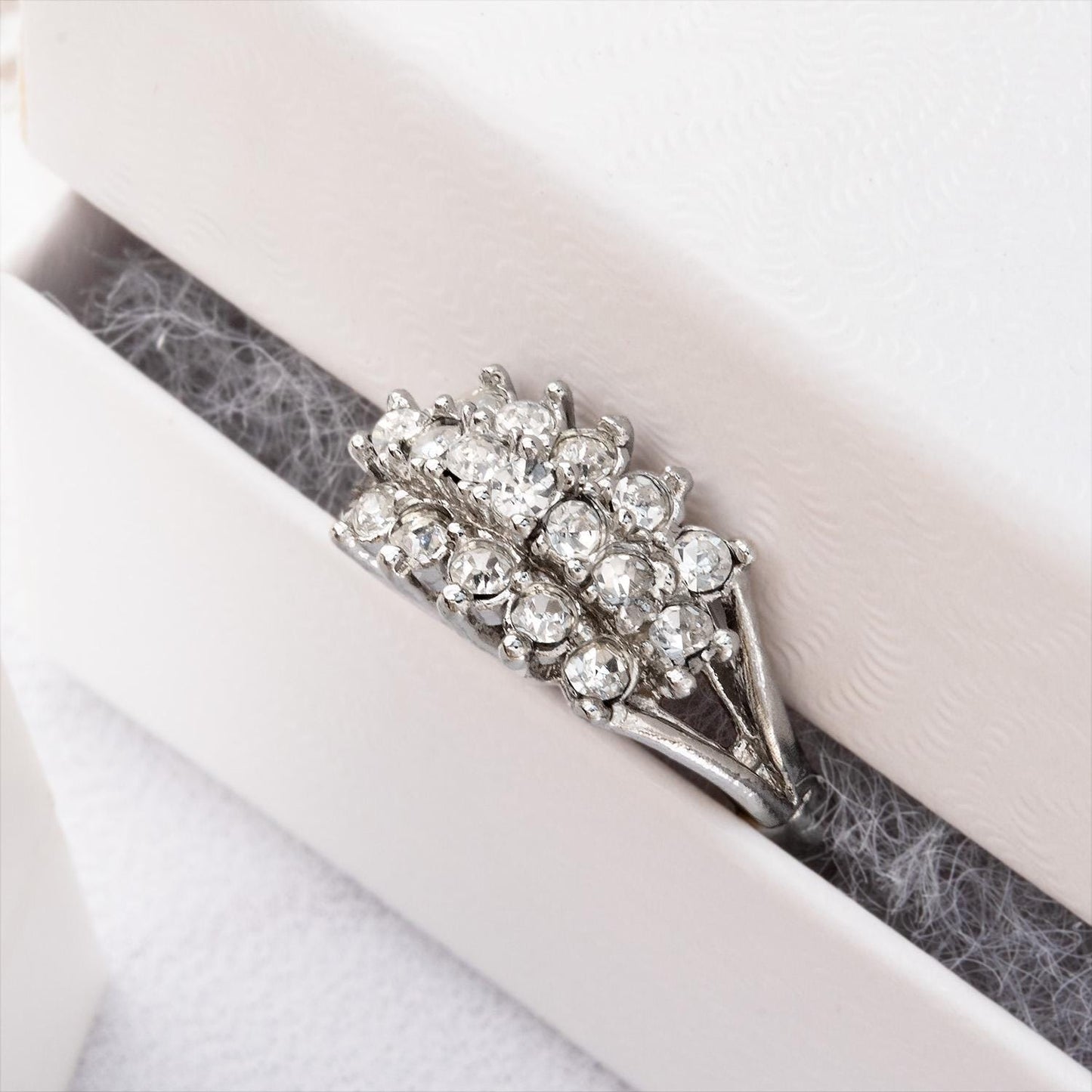 Vintage Austrian Crystal Cocktail Ring – 18k Gold & White Gold Electroplated, Made in Providence RI jewelry image 1