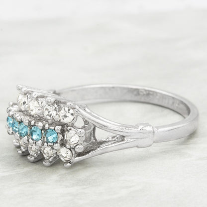 Vintage Austrian Crystal Aquamarine Cocktail Ring – 18k Gold Electroplated, Made in Providence RI jewelry image 1
