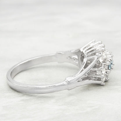 Vintage Austrian Crystal Aquamarine Cocktail Ring – 18k Gold Electroplated, Made in Providence RI jewelry image 1