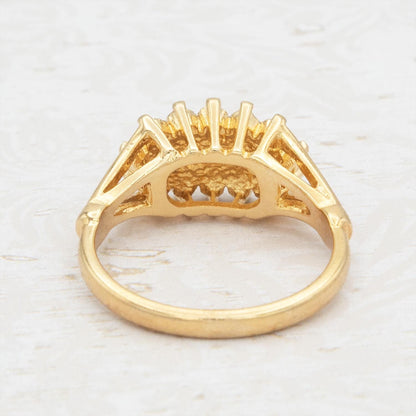 Vintage Austrian Crystal Cocktail Ring - Amethyst & Clear Crystals - 18k Gold Electroplated jewelry image 1