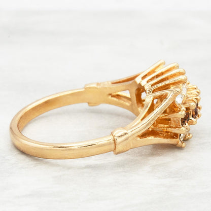 Vintage Austrian Crystal Cocktail Ring - Smoke Topaz - 18k Gold Electroplated jewelry image 1
