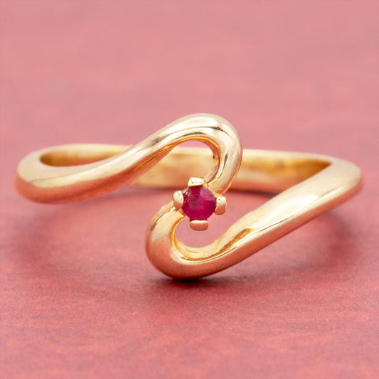 Vintage Genuine Ruby Bypass Ring - 18k Yellow Gold Electroplated - Made in USA jewelry image 1