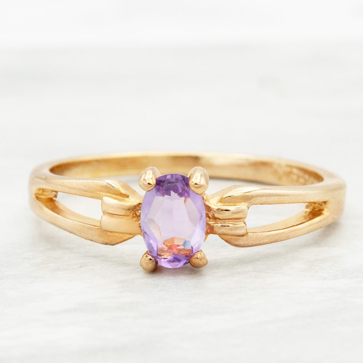 Vintage 1970s Genuine Amethyst 18k Gold Electroplated Solitaire Ring jewelry image 1