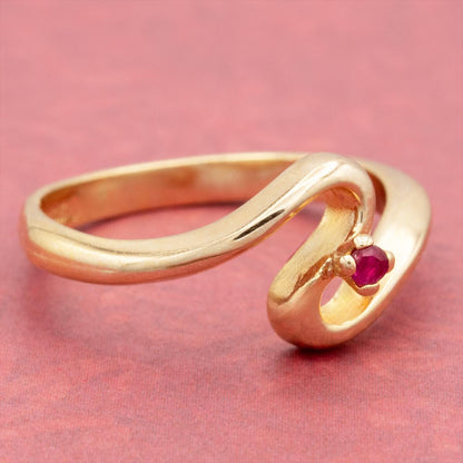 Vintage Genuine Ruby Bypass Ring - 18k Yellow Gold Electroplated - Made in USA jewelry image 1