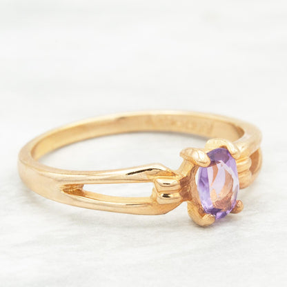 Vintage 1970s Genuine Amethyst 18k Gold Electroplated Solitaire Ring jewelry image 1