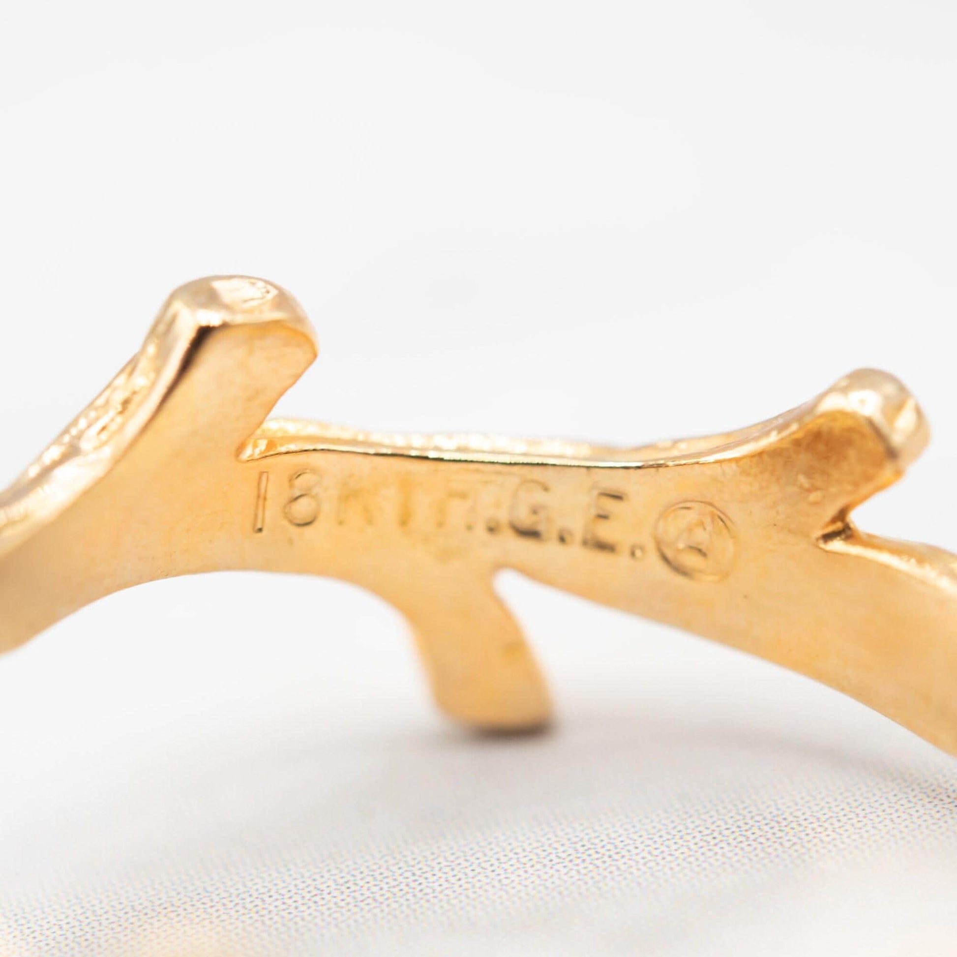 Vintage Genuine Jade 18K Yellow Gold Electroplated Twig Style Ring - Made in USA jewelry image 1