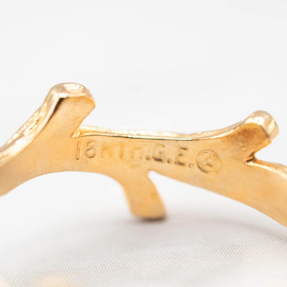 Vintage Genuine Jade 18K Yellow Gold Electroplated Twig Style Ring - Made in USA jewelry image 1