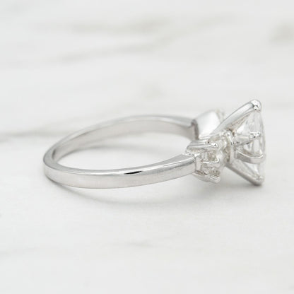 Vintage 1980s 18k White Gold Plated Marquise Cubic Zirconia Engagement Style Ring – Made in USA jewelry image 1