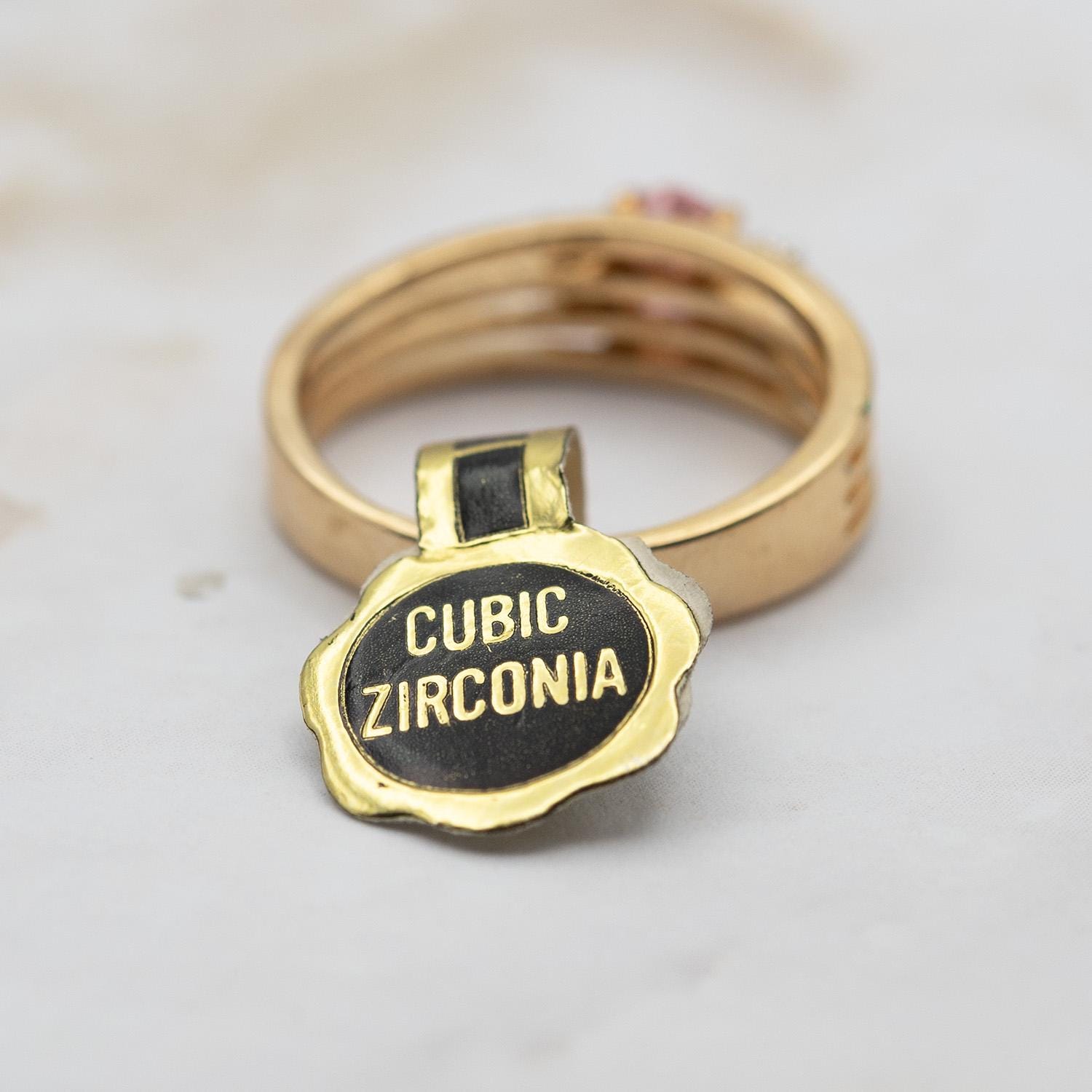 Vintage 1970s Austrian Crystal Pink Tourmaline Cocktail Ring - 18k White Gold Electroplated, Made in USA jewelry image 1