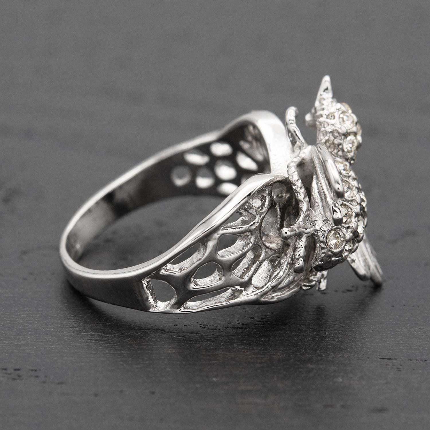 Maya Austrian Crystal Bee Ring - 18k White Gold Electroplated jewelry image 1