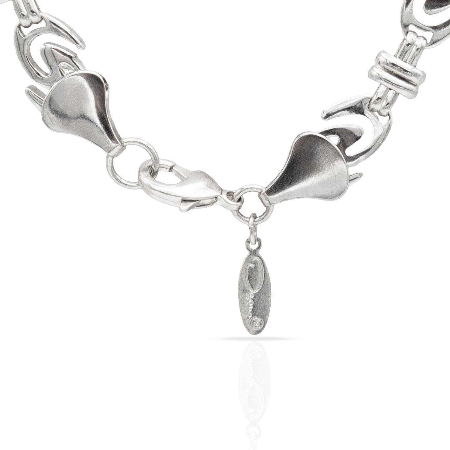 Vintage Oscar de la Renta Silver Tone "O" Insignia Logo Link Necklace jewelry image 1