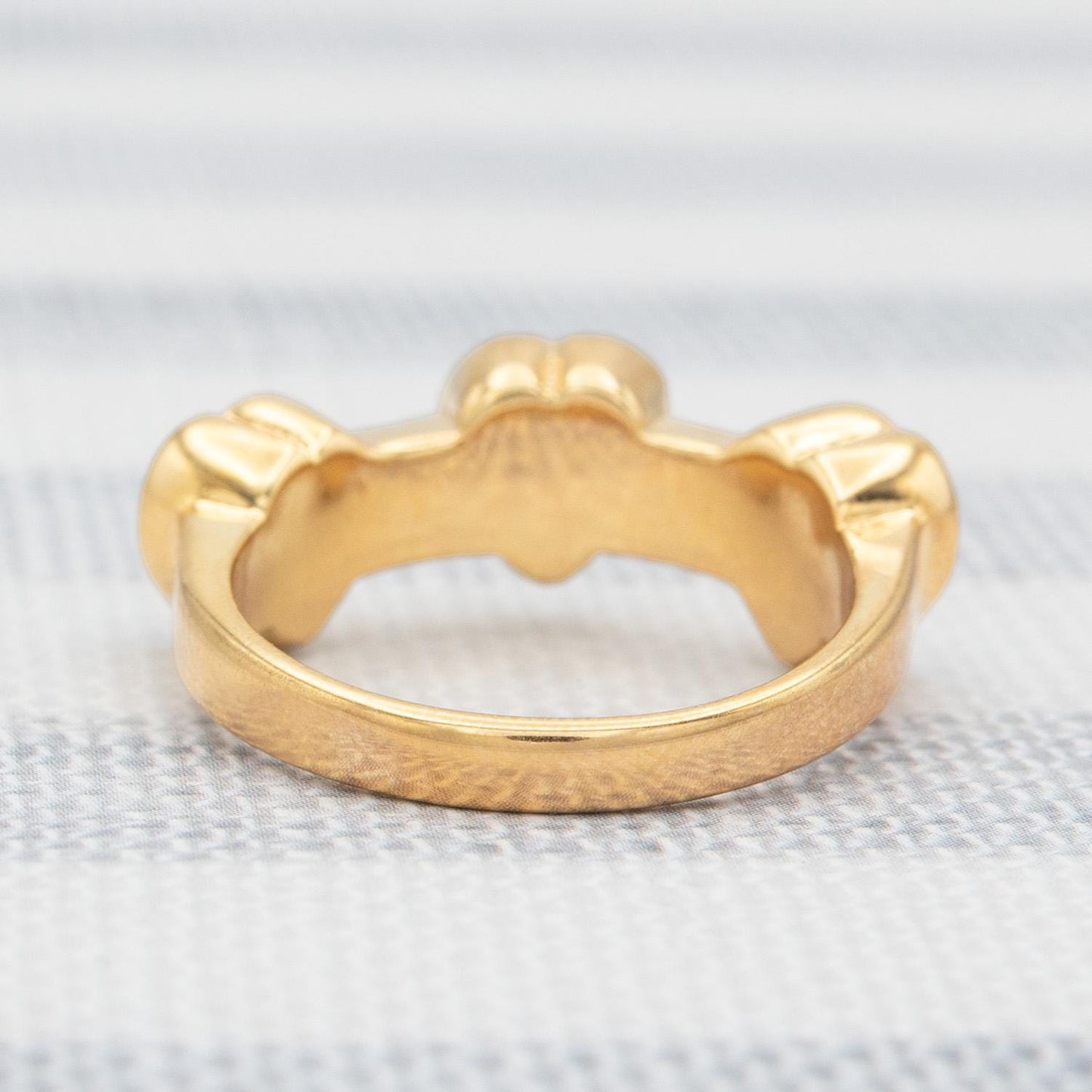 Vintage Triple Heart Aquamarine Austrian Crystal Ring - 18k Gold Electroplated jewelry image 1