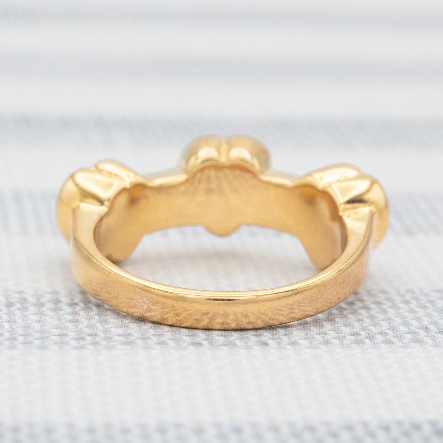 Vintage Triple Heart Aquamarine Austrian Crystal Ring - 18k Gold Electroplated jewelry image 1