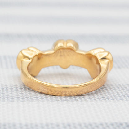 Vintage Triple Heart Aquamarine Austrian Crystal Ring - 18k Gold Electroplated jewelry image 1