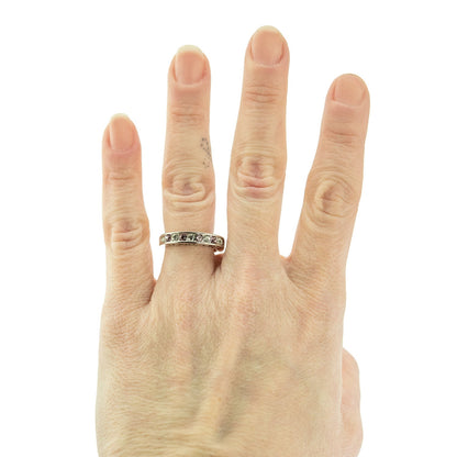 Vintage Ring 1980s I Love You Band Ring Amethyst and Clear Swarovski Crystals Imported #R4577-AW Size: 7