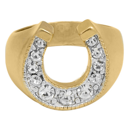 Equestrian Vintage Austrian Crystal Horseshoe Ring for Woman or Man