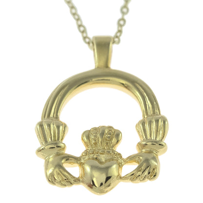 Vintage Claddagh Necklace 18k White Gold Electroplated Made in the USA