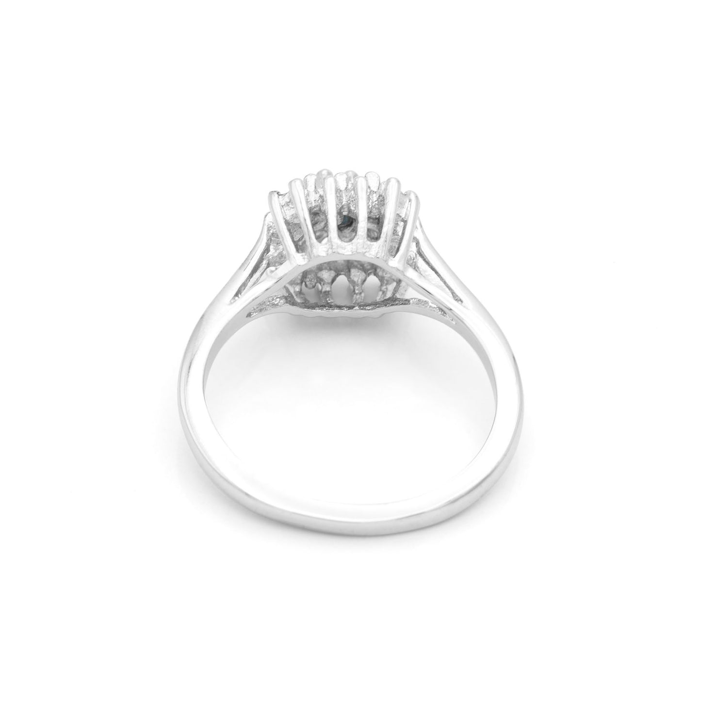 Vintage Clear Austrian Crystal Burst Ring 18kt White Gold Electroplated Made in USA