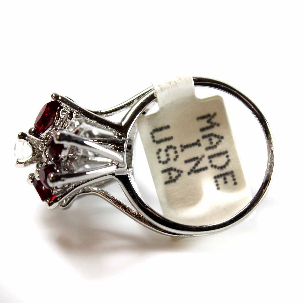 Vintage Jewelry Austrian Crystal Cocktail Ring 18k White Gold Electroplated