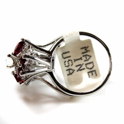 Vintage Jewelry Austrian Crystal Cocktail Ring 18k White Gold Electroplated