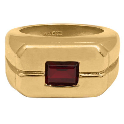 Men's Ruby or Sapphire Austrian Crystal Ring  18kt Gold Electroplated Ring
