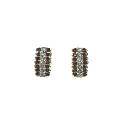 Vintage Ruby and Clear Austrian Crystal Post Earrings Made in the USA