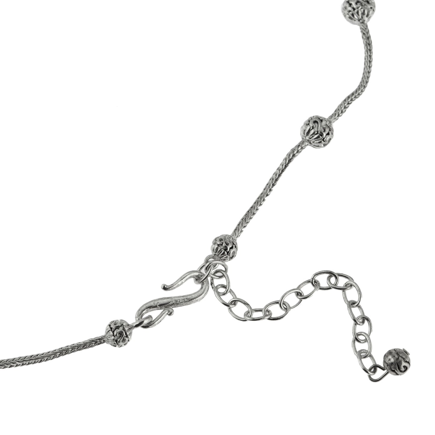 Vintage Oscar De La Renta 16 Inch White Gold Beaded Wheat Chain Necklace with 3 Inch Extender Size: S110