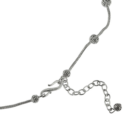 Vintage Oscar De La Renta 16 Inch White Gold Beaded Wheat Chain Necklace with 3 Inch Extender Size: S110
