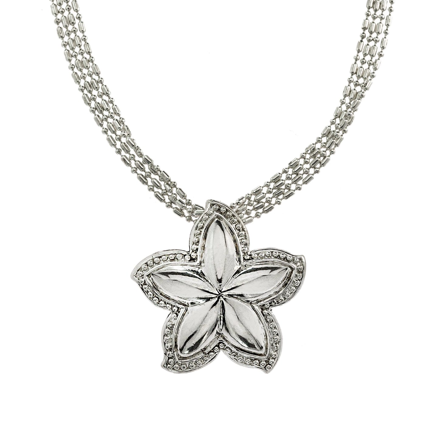Vintage Oscar De La Renta 24 Inch White Gold Tone Star Pendant Necklace Size: W