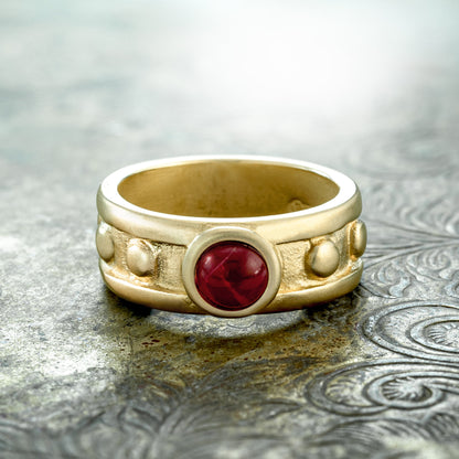 vintage-ruby-Austrian-crystal-ring-brushed-gold-plated