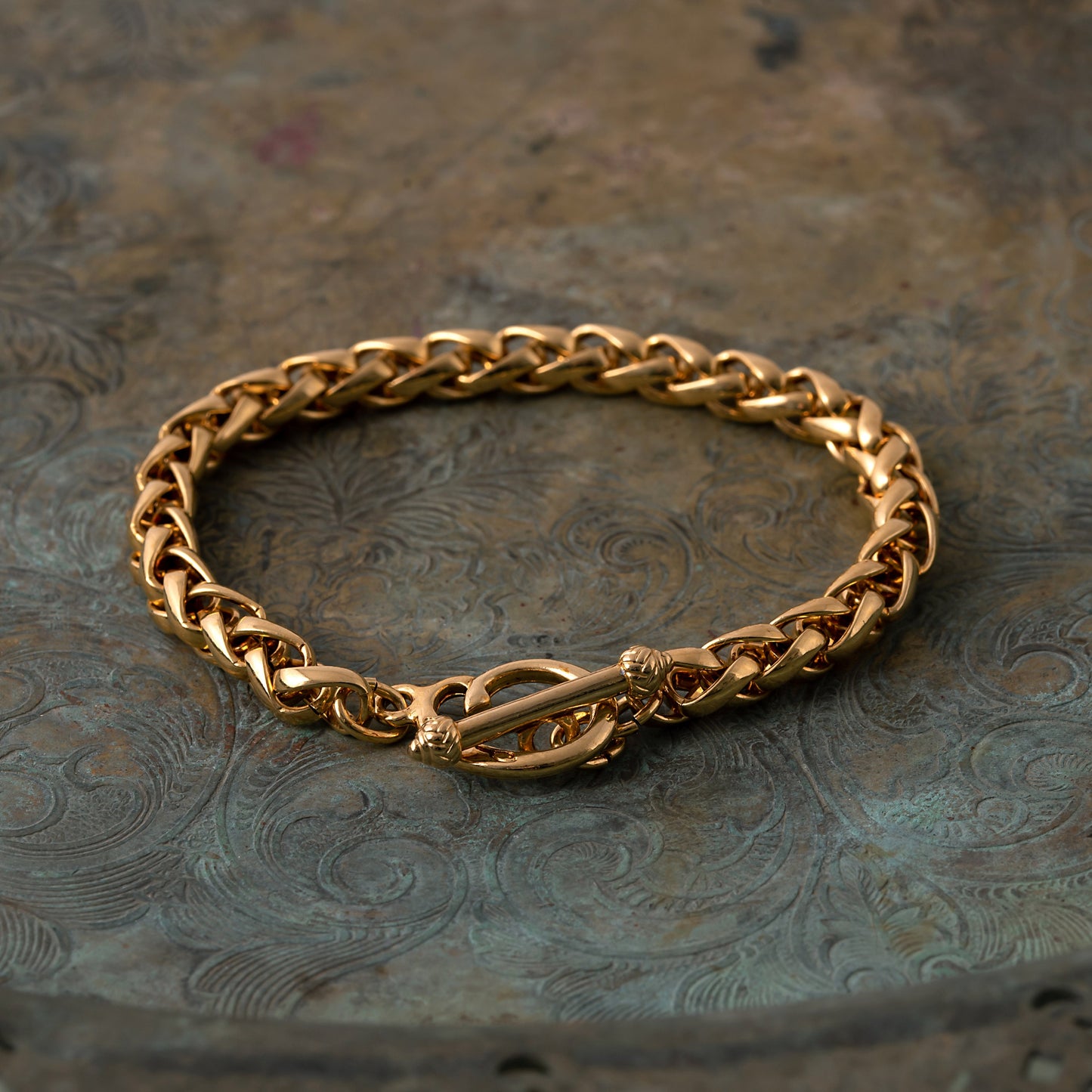 Vintage Oscar De La Renta Gold Tone Braided Link Bracelet
