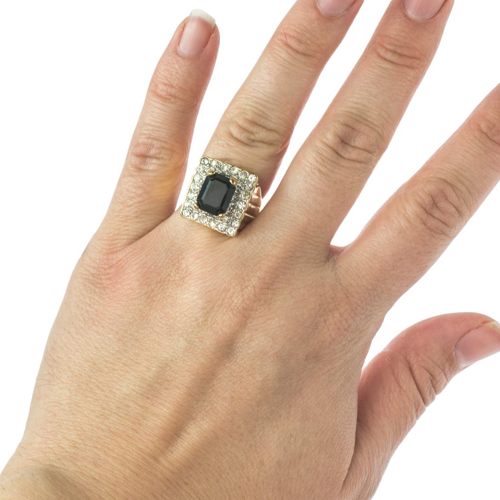 Vintage Austrian Crystal Cocktail Ring 18k Yellow or White Gold Electroplated Women's Birthstne RingMade in USA