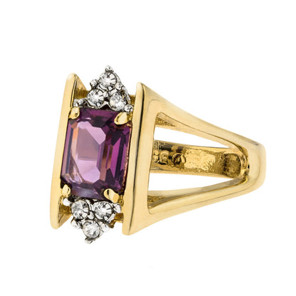 Vintage 1980s Garnet and Clear Austrian Crystals 18k Yellow Gold Electroplated January Birthstone Made in USA #R1747