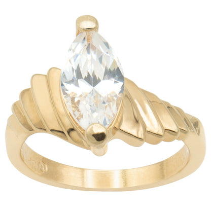 Vintage Ring 1.5 ct. Marquise Cut Cubic Zirconia Solitaire Engagement Style Ring 18KT Gold Antique Womans Jewelry Handmade Rings #R3397 Size: 7