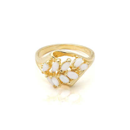 Vintage Ring Genuine Opal Cocktail Ring 18k Gold October Antique Womans Jewelry