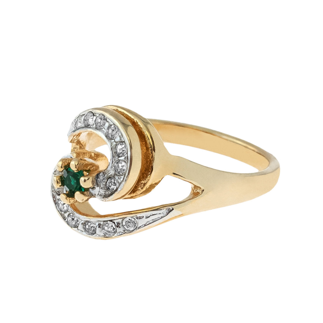Vintage Ring 18k Yellow Gold Electroplated with Alexandrite and Clear Crystals made in the USA