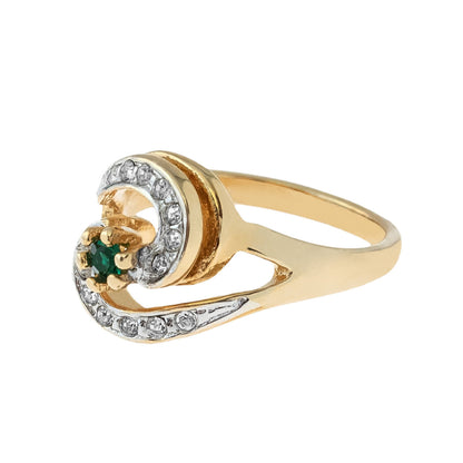 Vintage Ring 18k Yellow Gold Electroplated with Alexandrite and Clear Crystals made in the USA